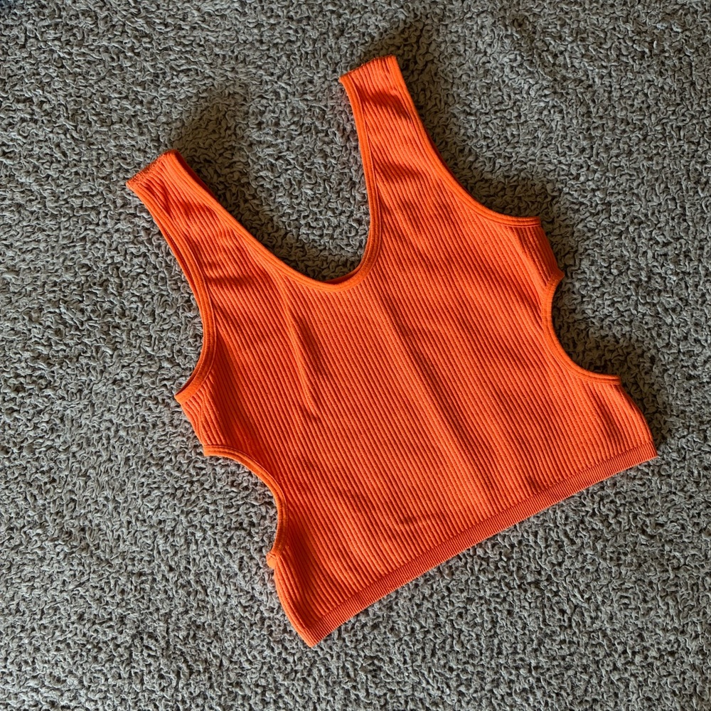 Orange Ribbed Women's Tank Top
